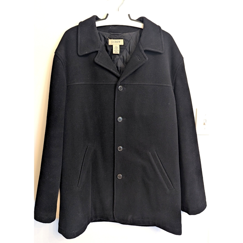 Men's J.Crew Black Wool Peacoat, XL